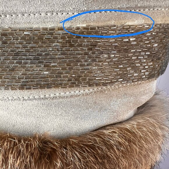 COACH Maryann Tan Suede & Rabbit Fur Beaded Platform Boots with Pom Pom 7.5 - Picture 10 of 11